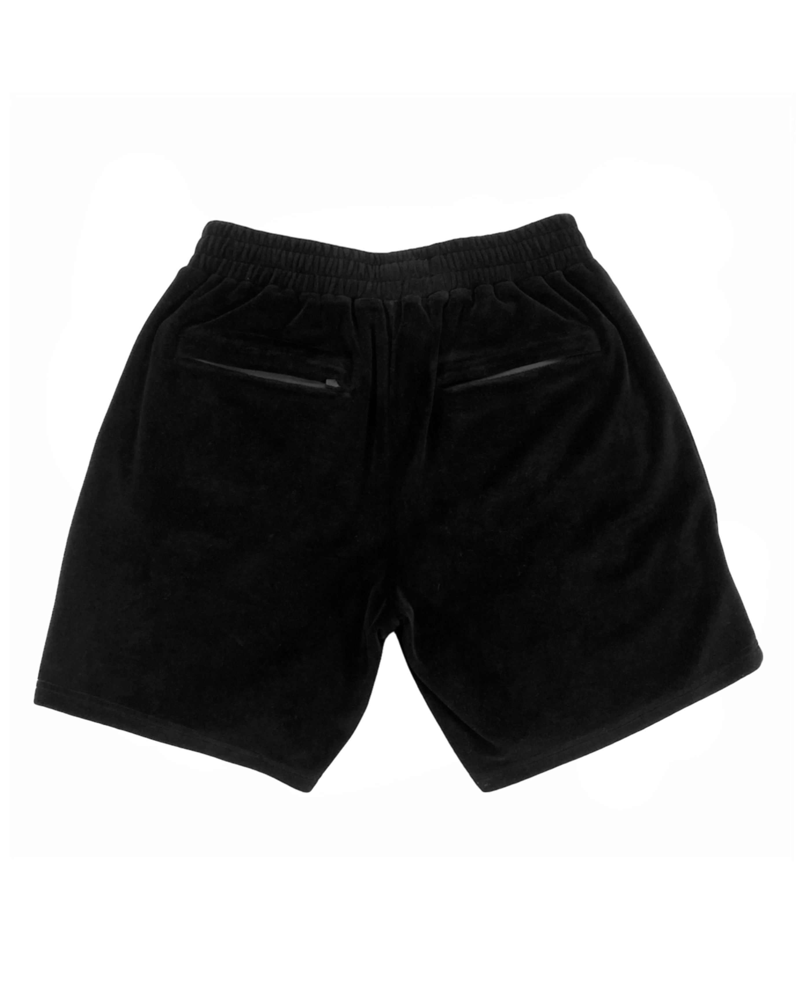 Black best sale velour shorts